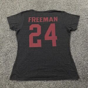 Atlanta Falcons Shirt Womens L Gray NFL Football Freeman 24 Graphic Logo Tee Top